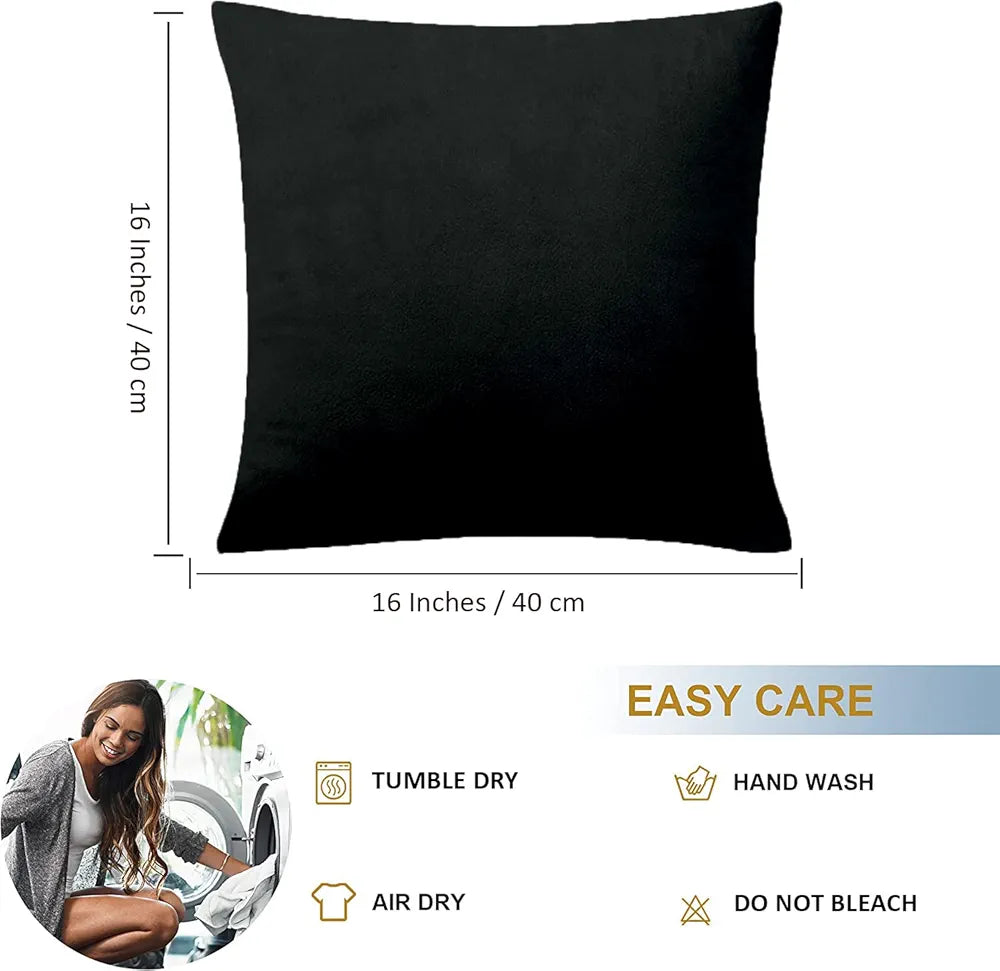 Cloth Fusion Velvet Sofa Cushion Cover Set of 5, Luxurious Cushion Cover Set 16-inch x 16 inch for Home Decor